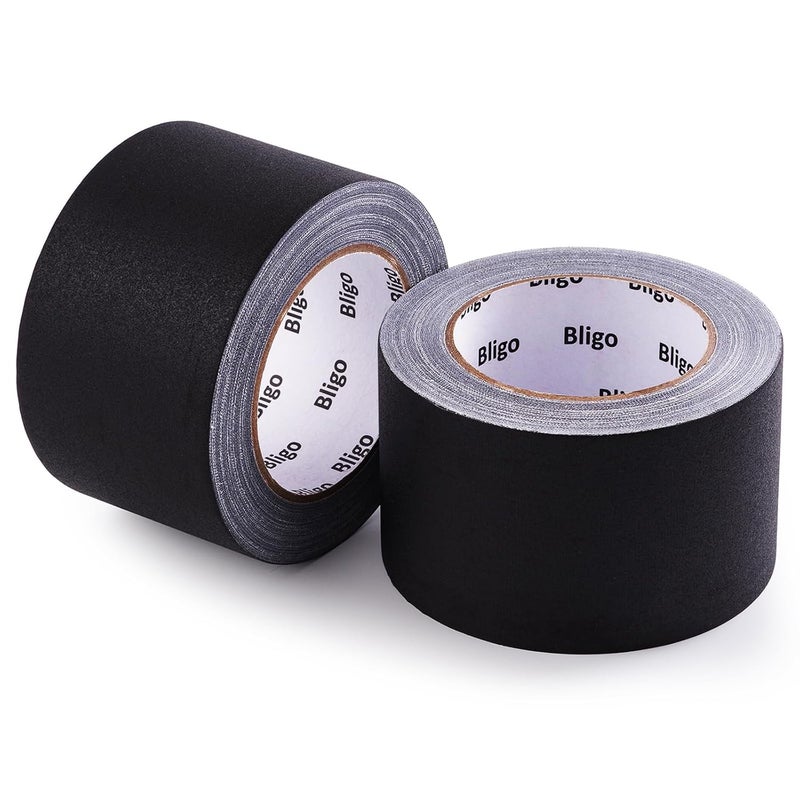 Bligo 2 Pack Professional Black Gaffer Tape 3 Inch x 30 Yards, No Residue, Waterproof, Non-Reflective, Easy Tear, Multipurpose Matte Finish Cloth Tape for Stage, Studio and DIY Projects - Image 1